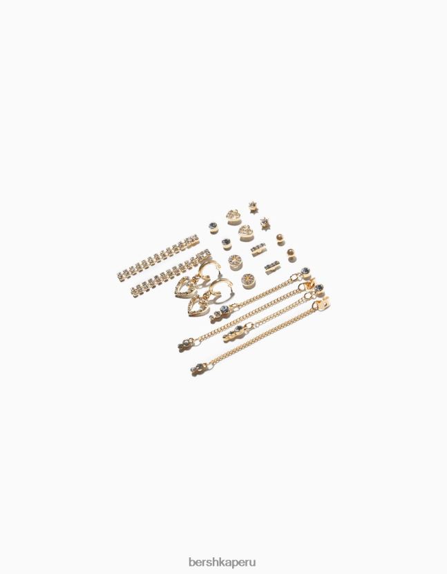 oro Bershka mujer set de 9 pendientes colgantes y enjoyados 806J6B2505