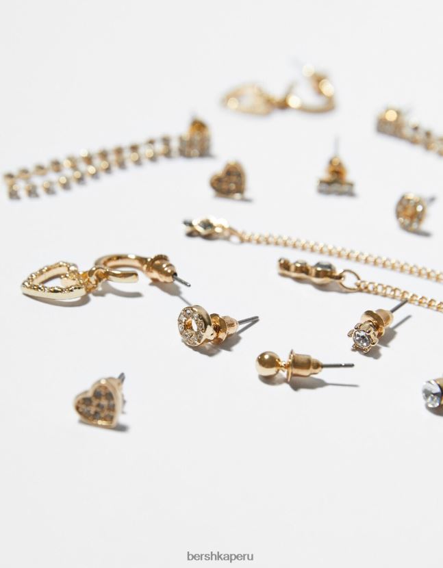 oro Bershka mujer set de 9 pendientes colgantes y enjoyados 806J6B2505
