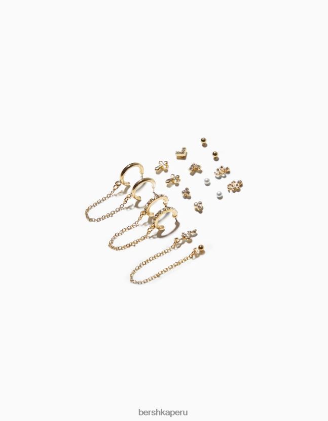 oro Bershka mujer set de 9 pendientes serpiente y cruz efecto dorado 806J6B2478