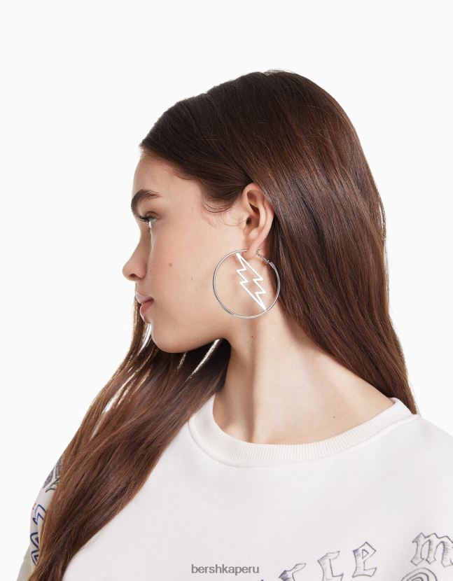 plata Bershka mujer Pack de 3 pendientes de aro 806J6B2484