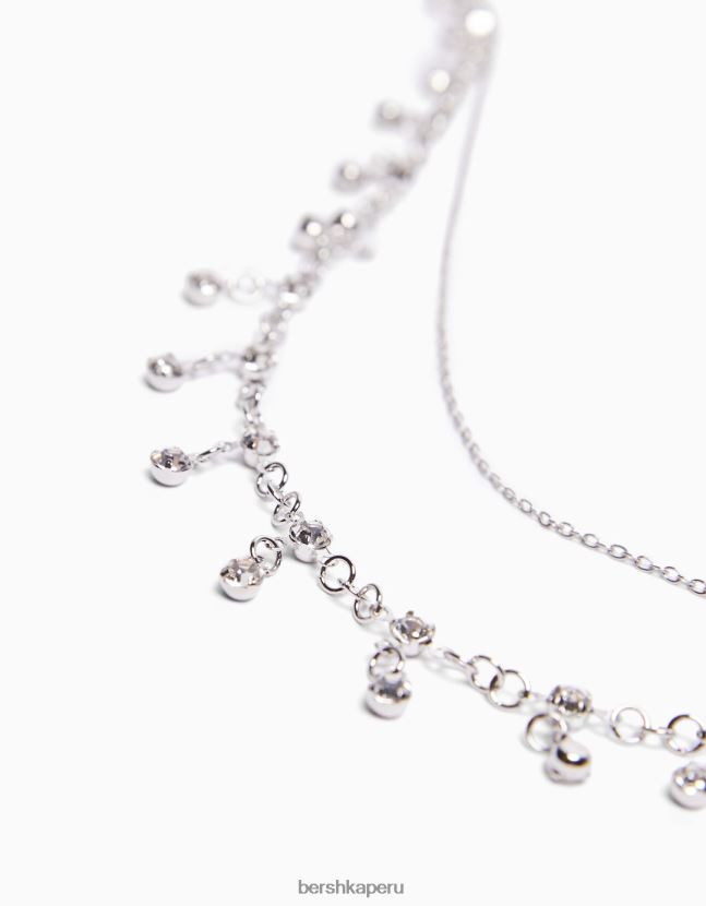 plata Bershka mujer cadena de cuerpo con pedrería 806J6B1911