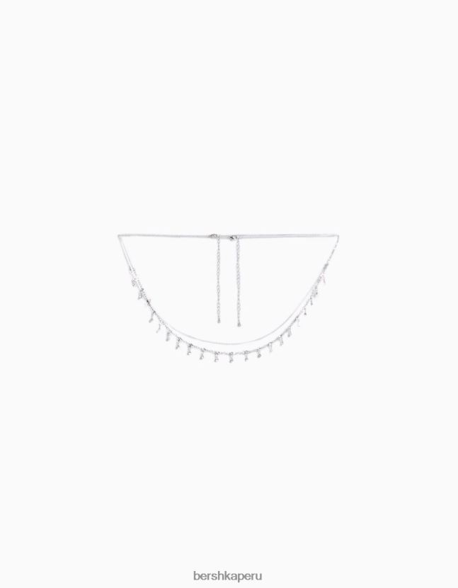 plata Bershka mujer cadena de cuerpo con pedrería 806J6B1911