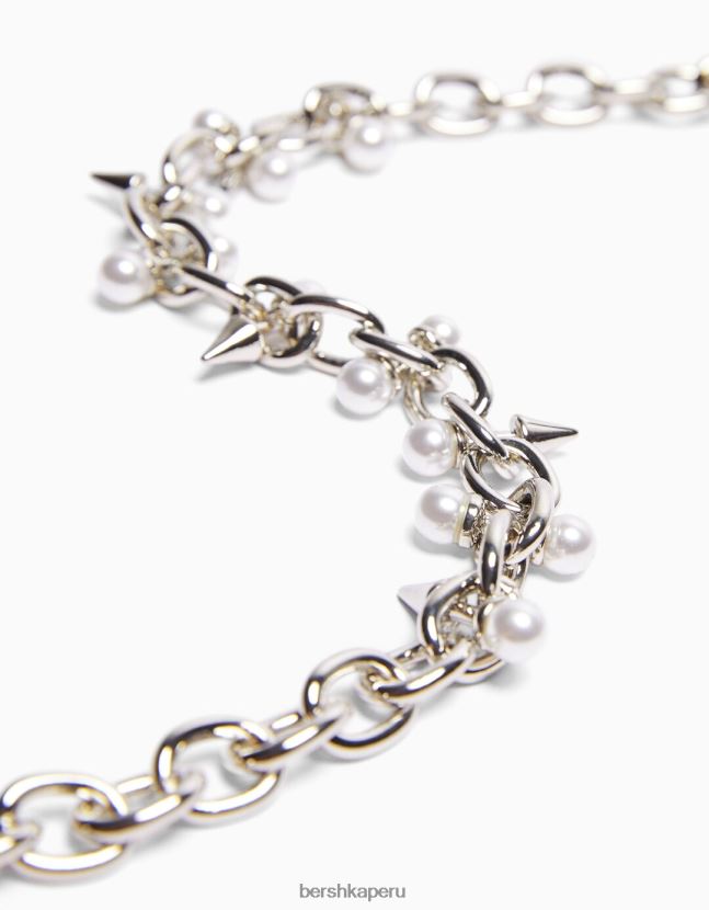 plata Bershka mujer collar de perlas de imitación 806J6B2534