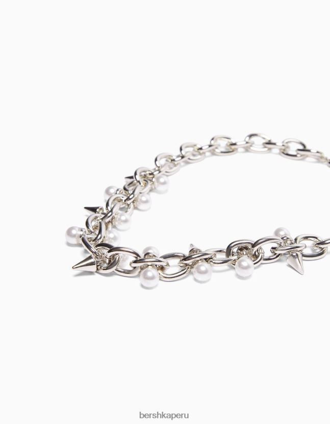 plata Bershka mujer collar de perlas de imitación 806J6B2534