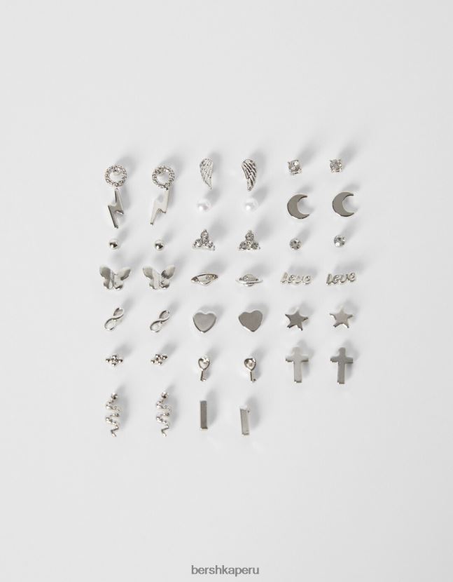 plata Bershka mujer juego de 20 pares de pendientes: cruz mariposa 806J6B2517