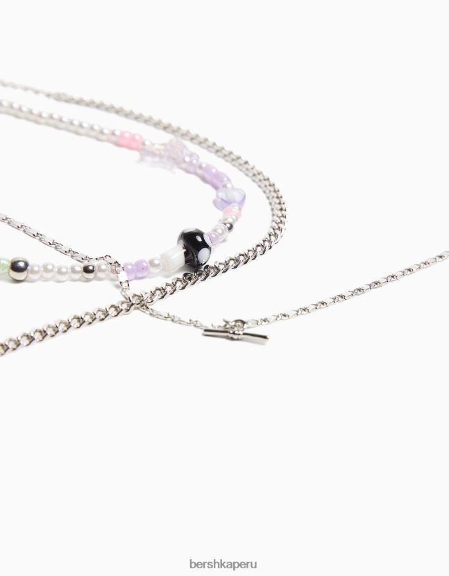 plata Bershka mujer juego de 3 collares de perlas 806J6B2512