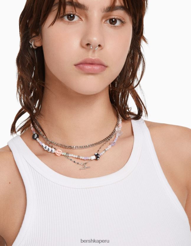 plata Bershka mujer juego de 3 collares de perlas 806J6B2512