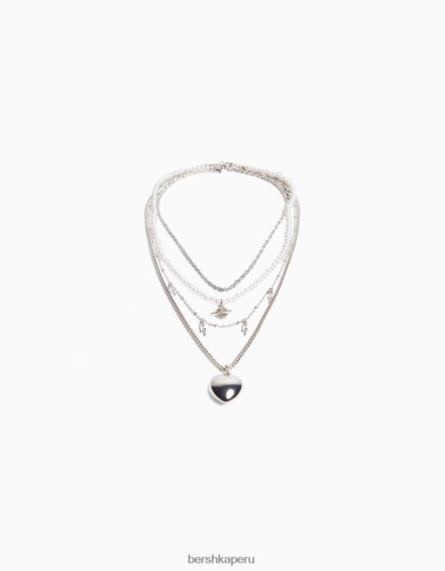 plata Bershka mujer juego de 4 collares de cadena 806J6B2446