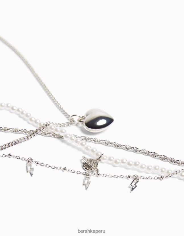 plata Bershka mujer juego de 4 collares de cadena 806J6B2446