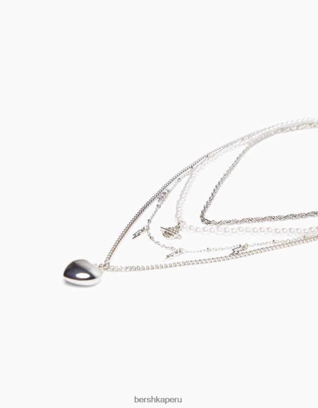 plata Bershka mujer juego de 4 collares de cadena 806J6B2446