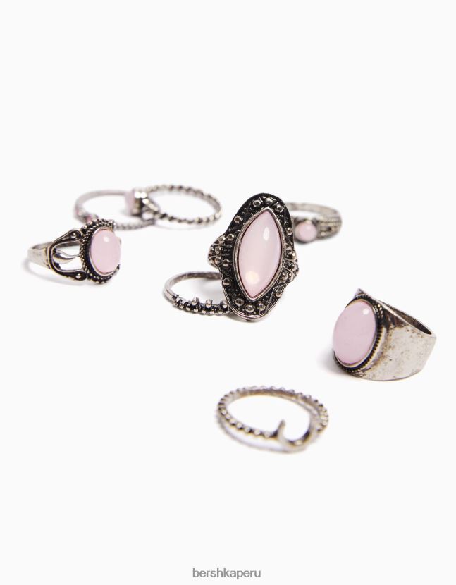 plata Bershka mujer juego de 8 anillos boho 806J6B2524