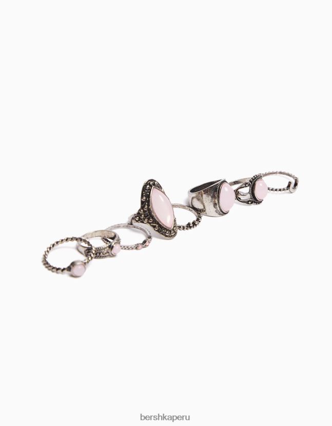 plata Bershka mujer juego de 8 anillos boho 806J6B2524
