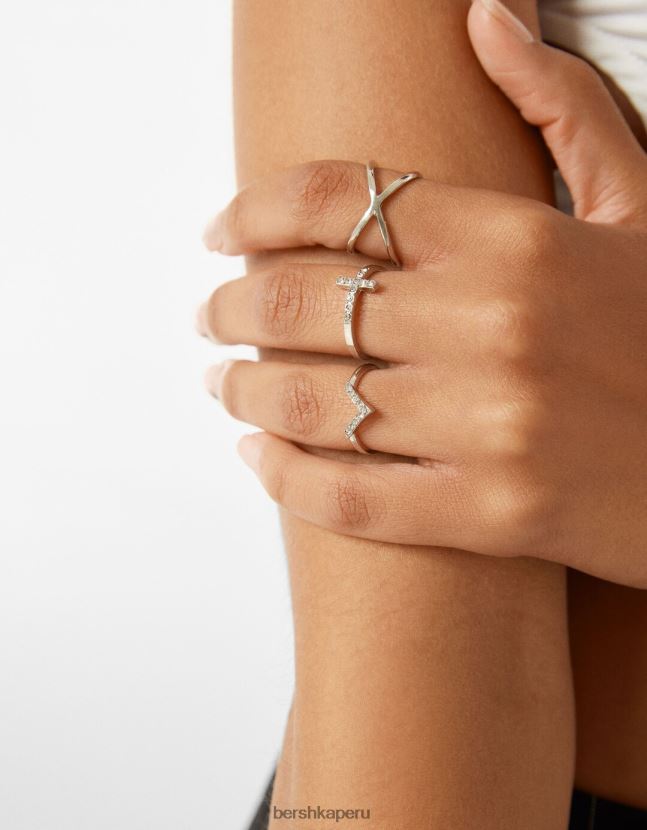 plata Bershka mujer juego de 9 anillos algunos con piedras preciosas 806J6B2518
