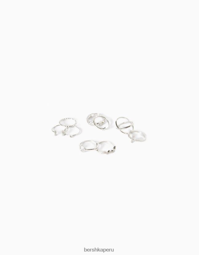plata Bershka mujer juego de 9 anillos algunos con piedras preciosas 806J6B2518