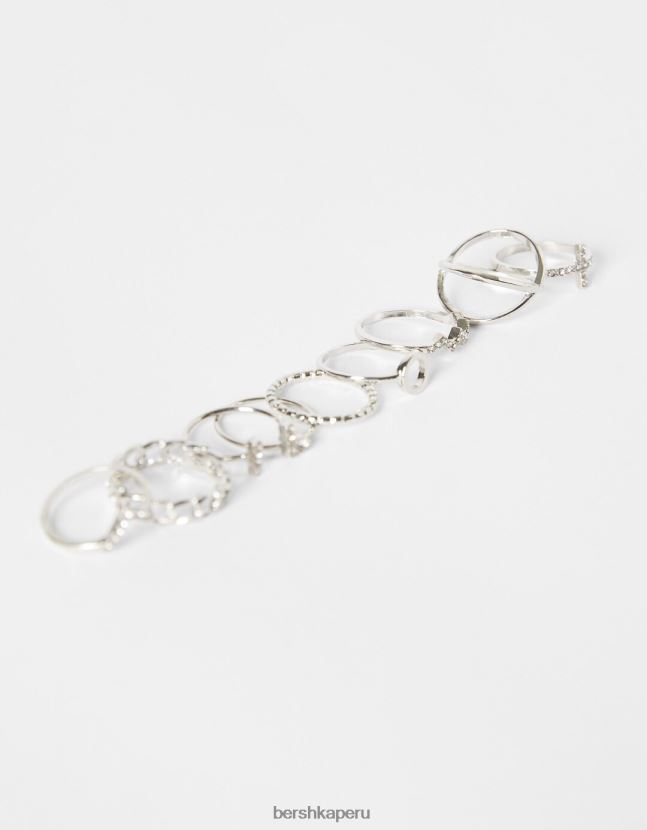 plata Bershka mujer juego de 9 anillos algunos con piedras preciosas 806J6B2518