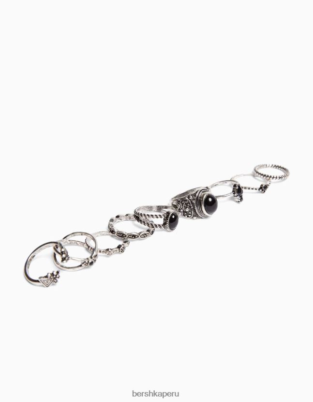 plata Bershka mujer juego de 9 anillos boho 806J6B2486