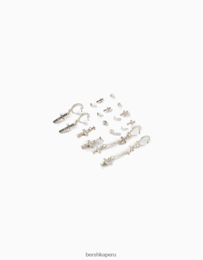 plata Bershka mujer juego de 9 pares de pendientes de cruz 806J6B2515