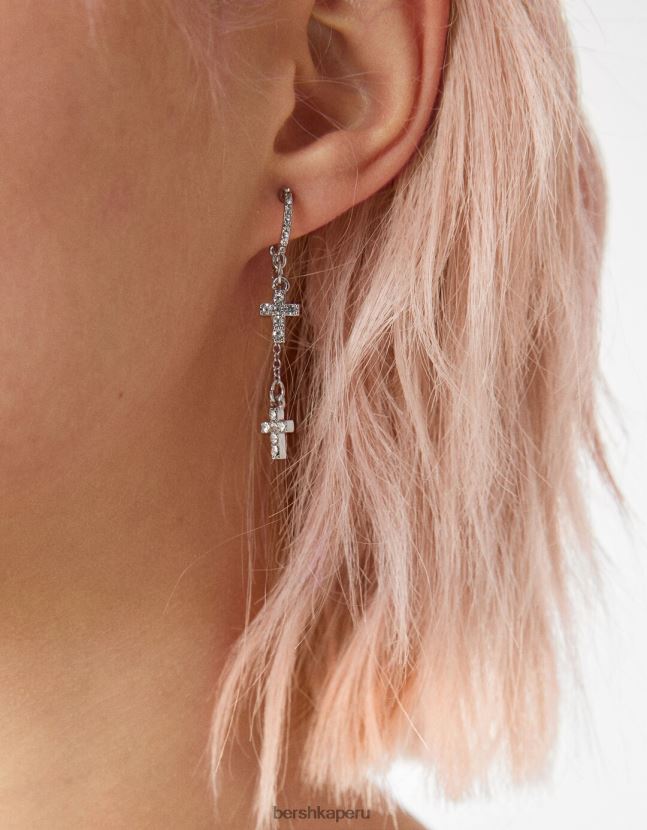 plata Bershka mujer juego de 9 pares de pendientes de cruz 806J6B2515