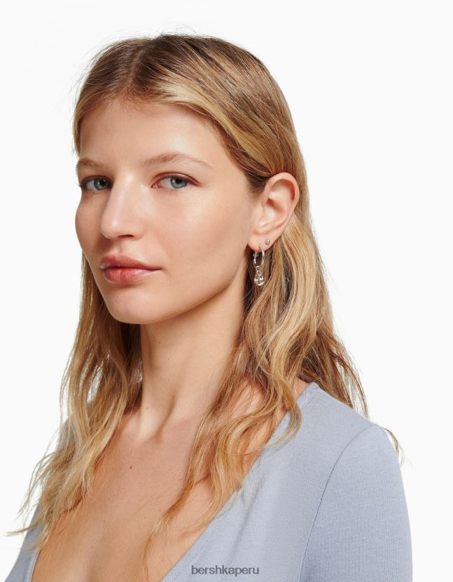 plata Bershka mujer paquete de 9 aretes ear cuff vanguardistas 806J6B2469