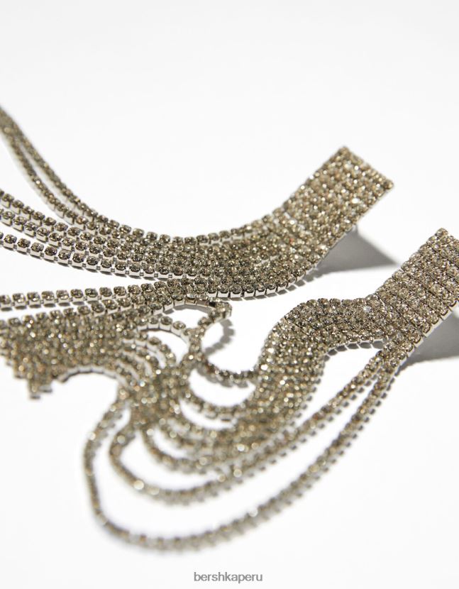 plata Bershka mujer pendientes de cascada de diamantes de imitación 806J6B1864