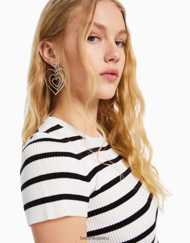 plata Bershka mujer pendientes de corazón 806J6B2450