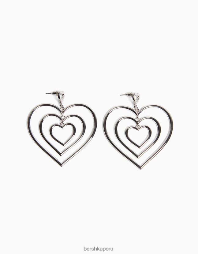 plata Bershka mujer pendientes de corazón 806J6B2450