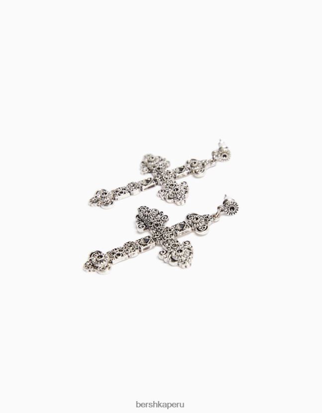 plata Bershka mujer pendientes de cruz 806J6B2443