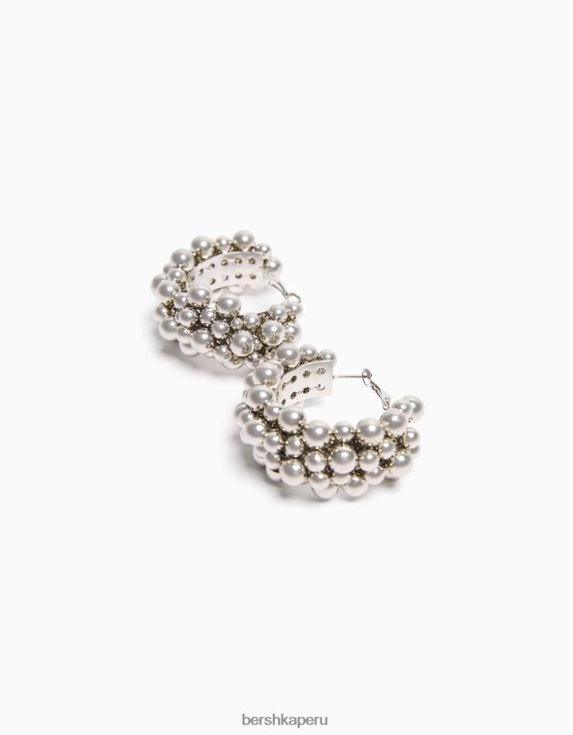 plata Bershka mujer pendientes de cuentas grandes 806J6B2439