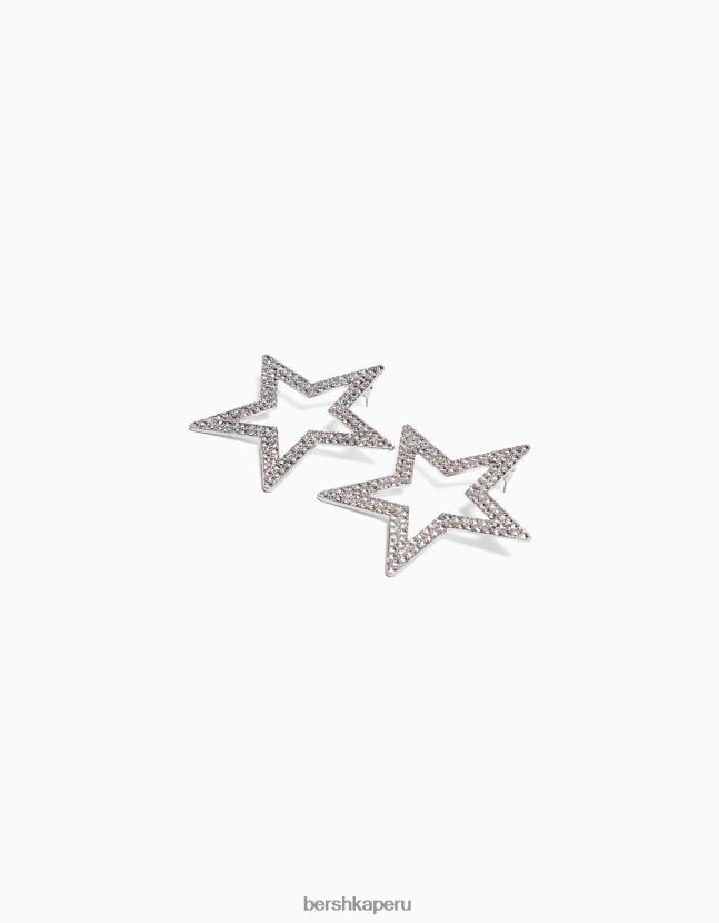 plata Bershka mujer pendientes de estrella de diamantes de imitación 806J6B1865