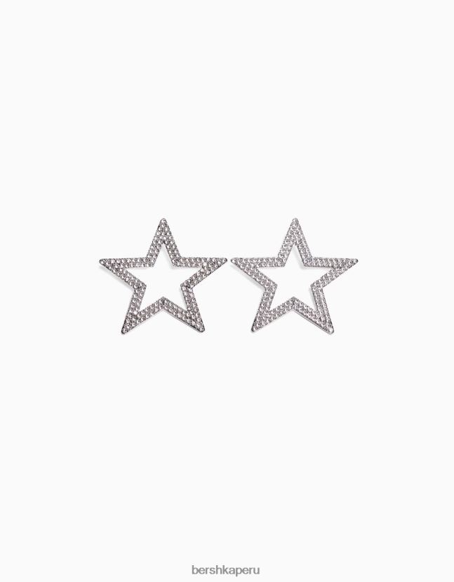 plata Bershka mujer pendientes de estrella de diamantes de imitación 806J6B1865