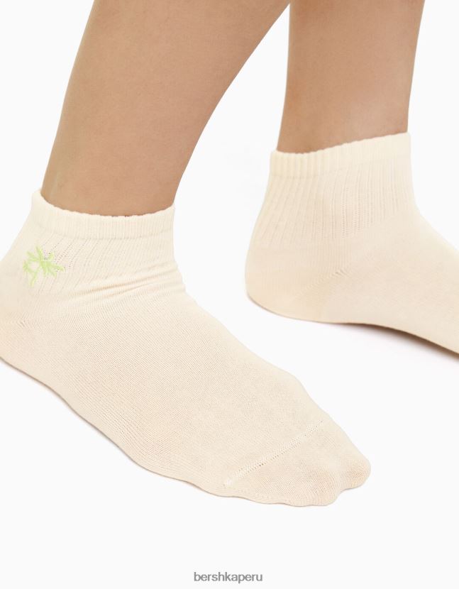 beige Bershka mujer pack de 3 pares de calcetines bordados 806J6B2600