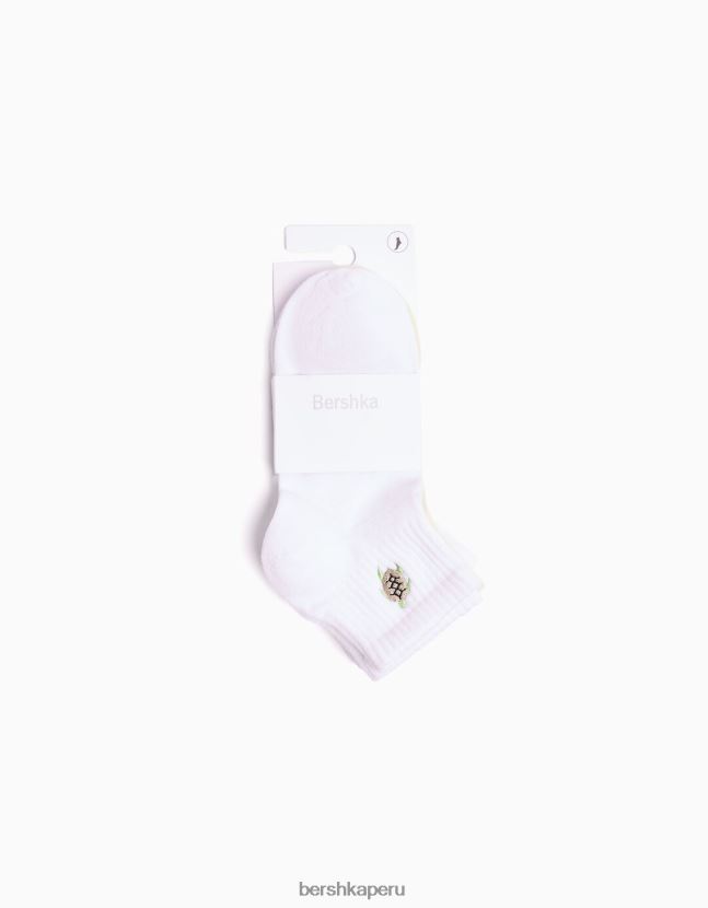 beige Bershka mujer pack de 3 pares de calcetines bordados 806J6B2600