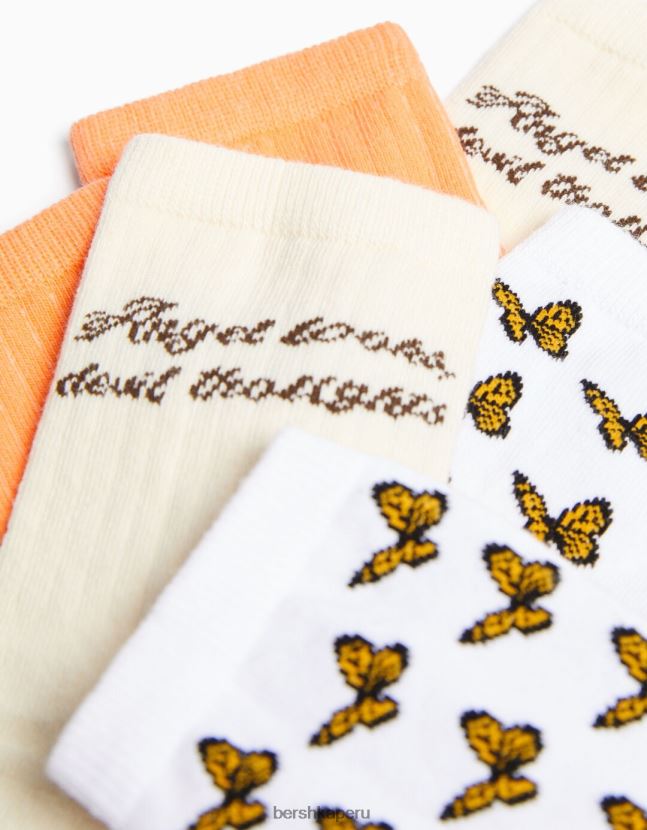 crema Bershka mujer juego de 3 calcetines estampados 806J6B2586