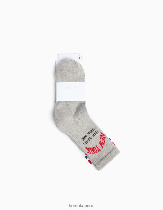 gris Bershka mujer juego de 3 calcetines universitarios 806J6B2594
