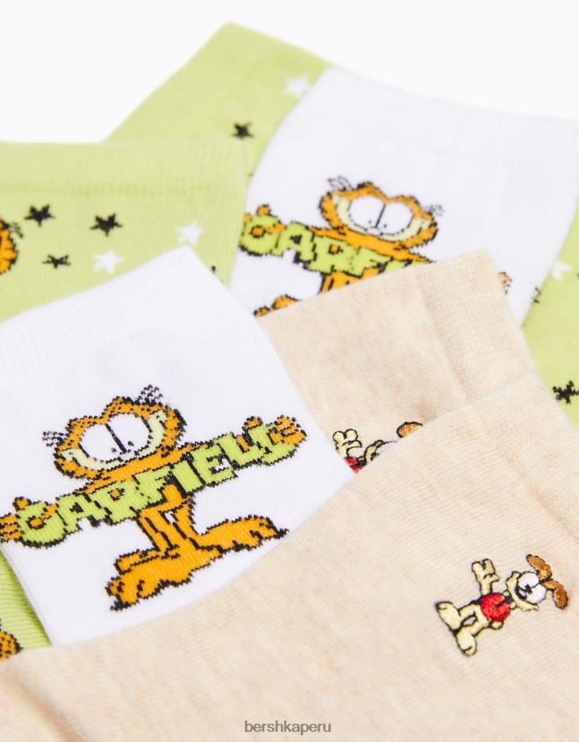 verde Bershka mujer pack de 3 calcetines garfield bordados 806J6B2074