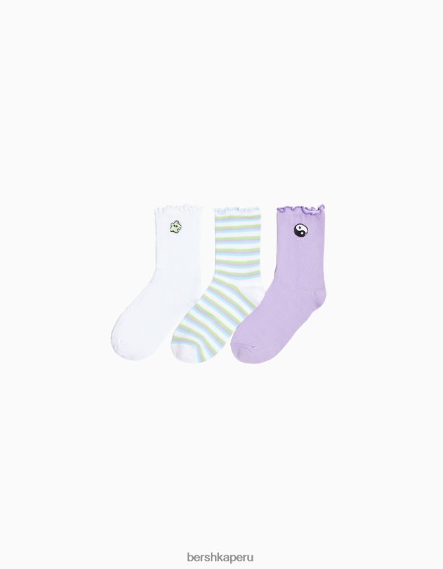 verde Bershka mujer pack de 3 pares de calcetines bordados 806J6B2598