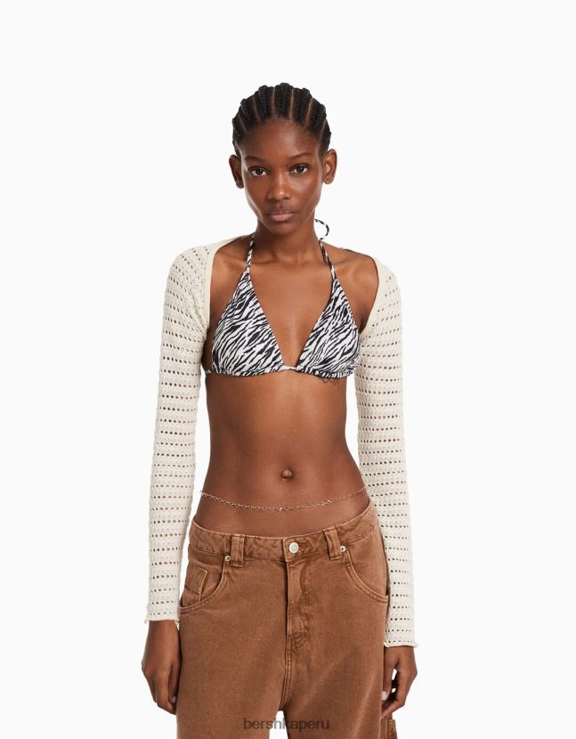 crema Bershka mujer calentadores de brazo de punto abierto 806J6B1891