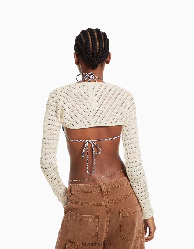 crema Bershka mujer calentadores de brazo de punto abierto 806J6B1891
