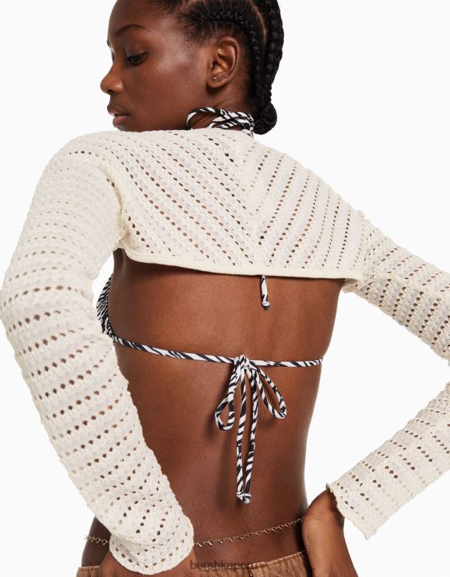 crema Bershka mujer calentadores de brazo de punto abierto 806J6B1891