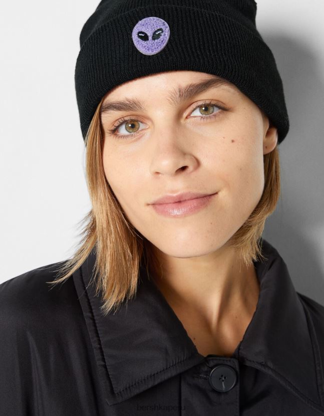 negro Bershka mujer gorro bordado 806J6B2560