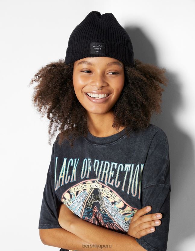 negro Bershka mujer gorro de punto 806J6B2556