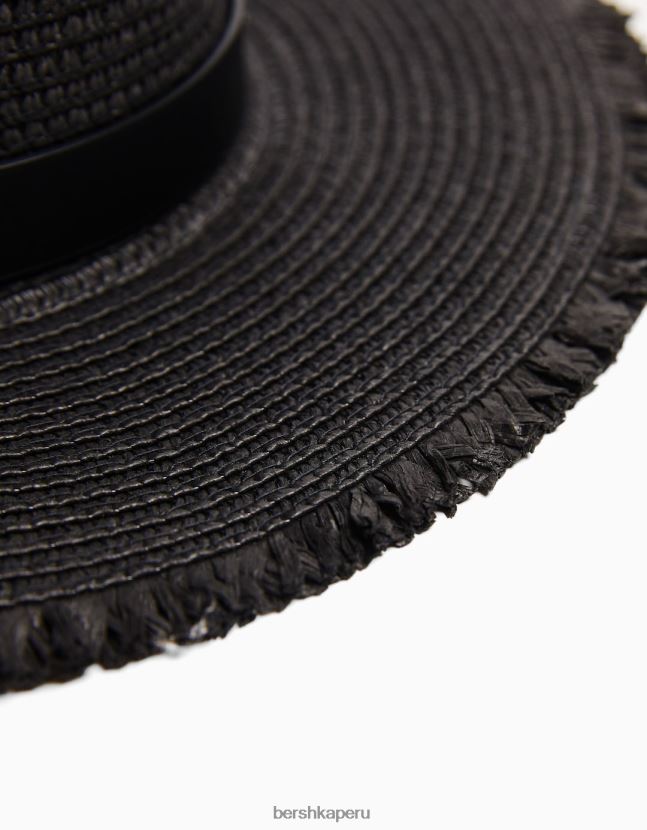 negro Bershka mujer sombrero con detalle de piel sintética 806J6B1859