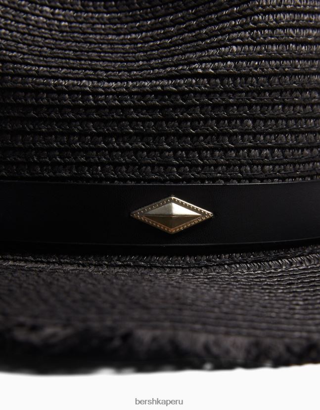 negro Bershka mujer sombrero con detalle de piel sintética 806J6B1859
