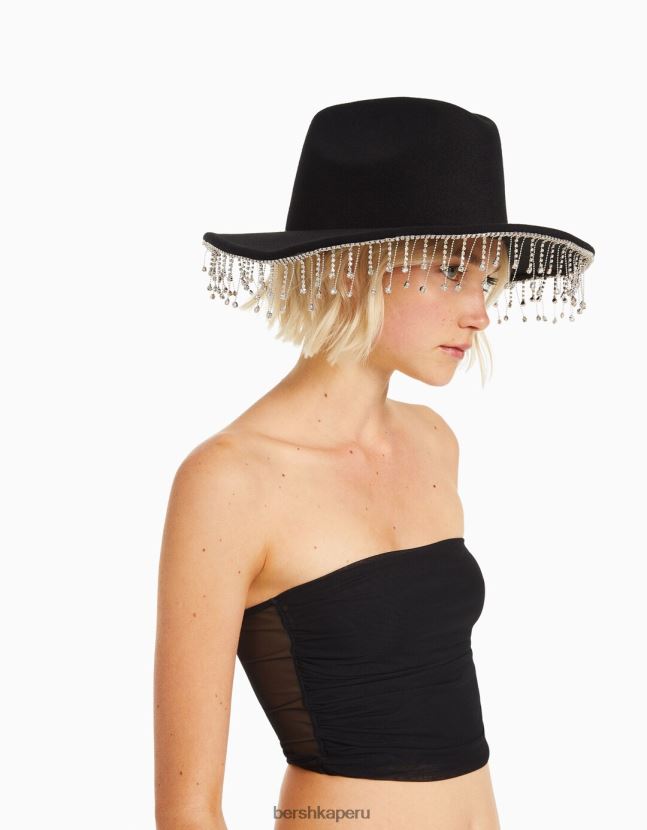 negro Bershka mujer sombrero de vaquero con pedrería 806J6B1909