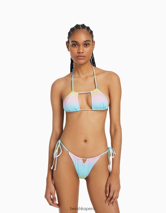amarillo Bershka mujer top de bikini sombreado con detalle de cuentas 806J6B1813
