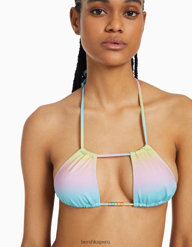 amarillo Bershka mujer top de bikini sombreado con detalle de cuentas 806J6B1813