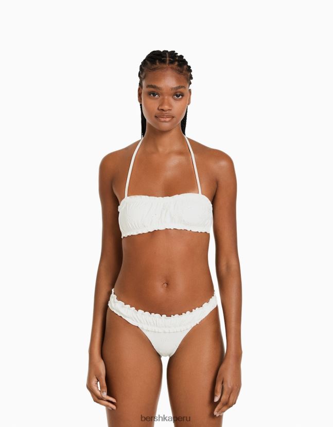 blanco Bershka mujer braguitas de bikini con bordado suizo 806J6B1793