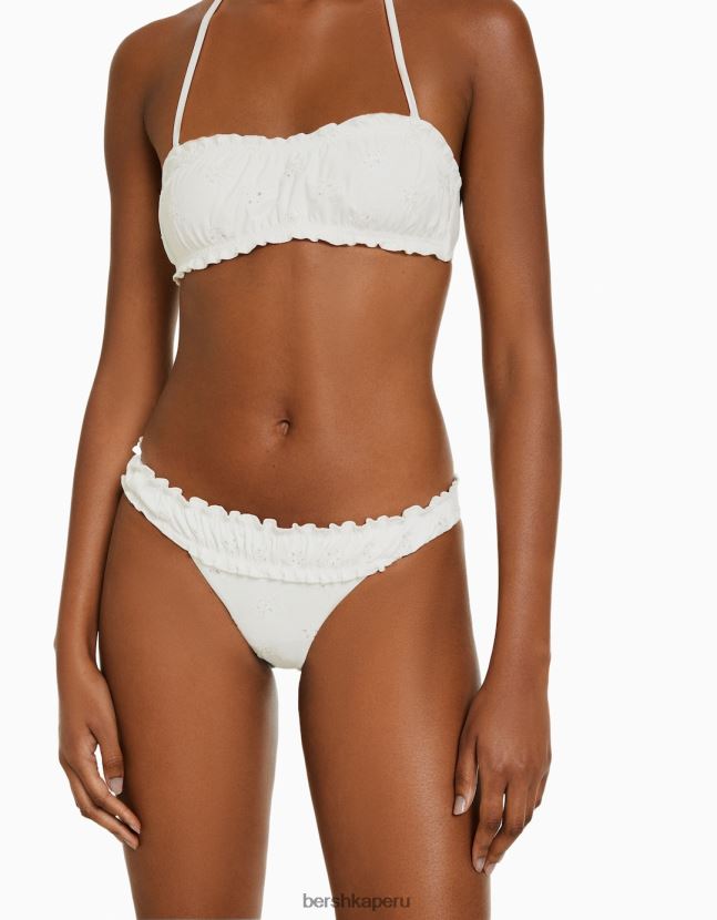 blanco Bershka mujer braguitas de bikini con bordado suizo 806J6B1793