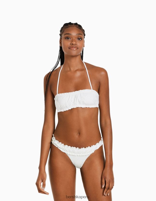 blanco Bershka mujer top de bikini con bordado suizo 806J6B1791