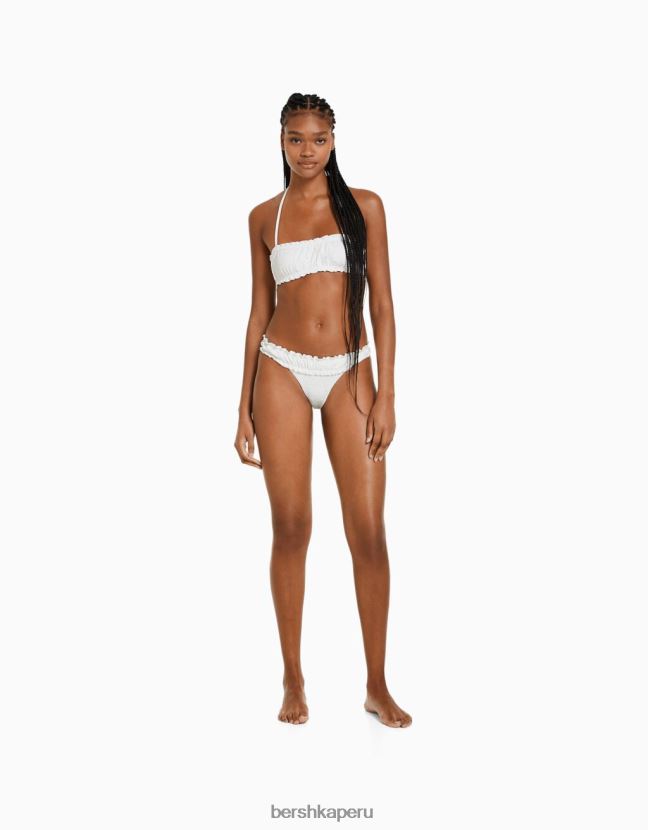 blanco Bershka mujer top de bikini con bordado suizo 806J6B1792